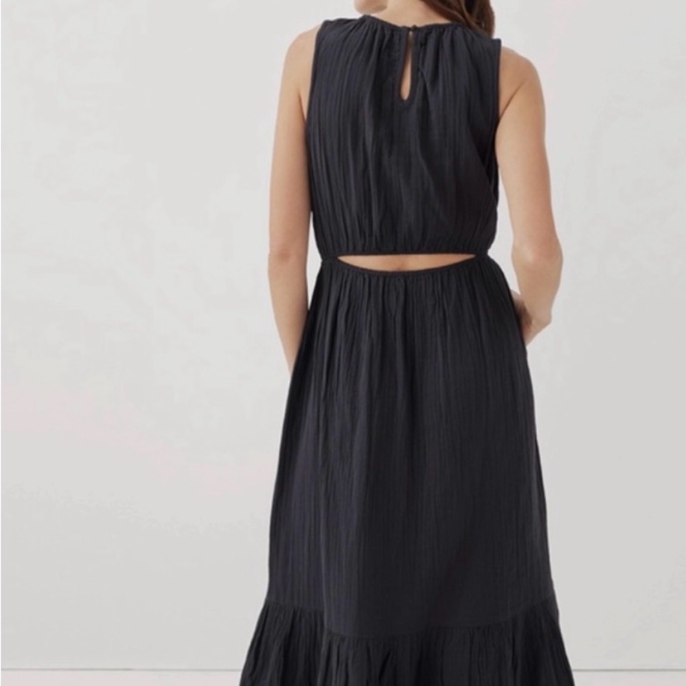 Sleeveless Striped NWT Pact Coastal Double Cloth Cotton cut-out Midi Dress. - Picture 8 of 8